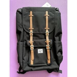 Herschel Little America Backpack 30L Black Brown NEW padded shoulder straps